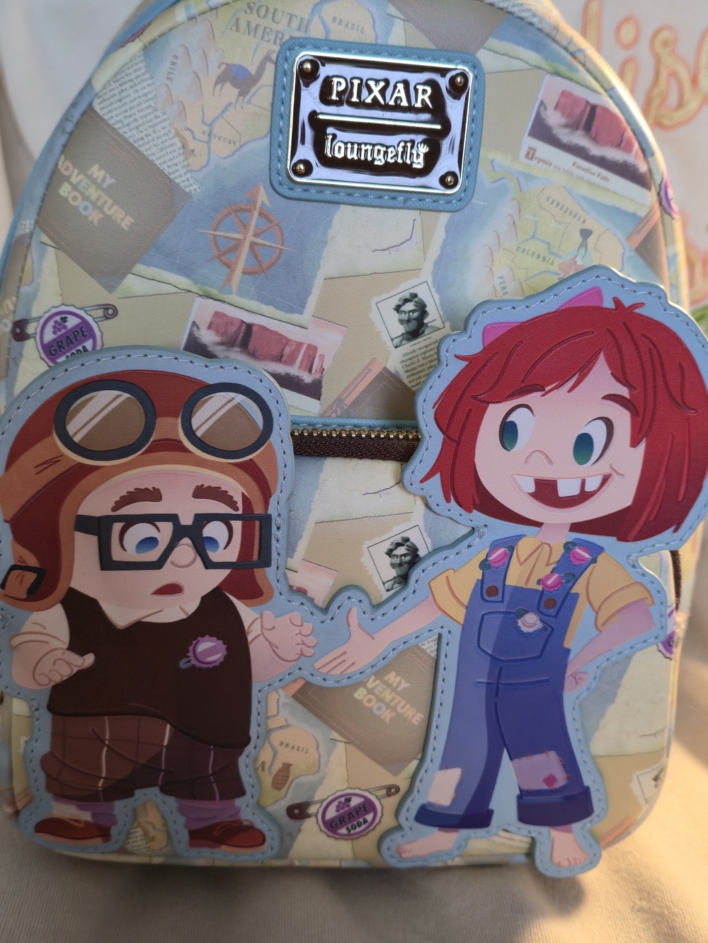 Pixar UP!  Loungefly Adventure Map Mini Backpack - Blue Cream